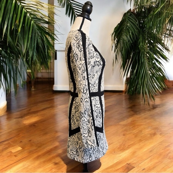 Parker Blanche Sheath Dress – Black & White Ponte Knit Jacquard – Size L - Picture 7 of 16